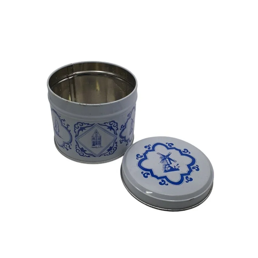 Collector Tin Holland Dutch Cookie Candy Windmills Netherlands Delft Vintage